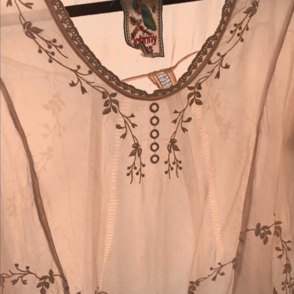 JOHNNY WAS Oversived Hi-Lo Romantic Feminine Boho Top Size XS RUNS LARGE - Picture 6 of 8